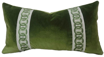 Lime Green Velvet with Green Trim Pillow Cover