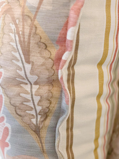 Coral Seafoam Tropical Floral and Stripe Pillow Cover