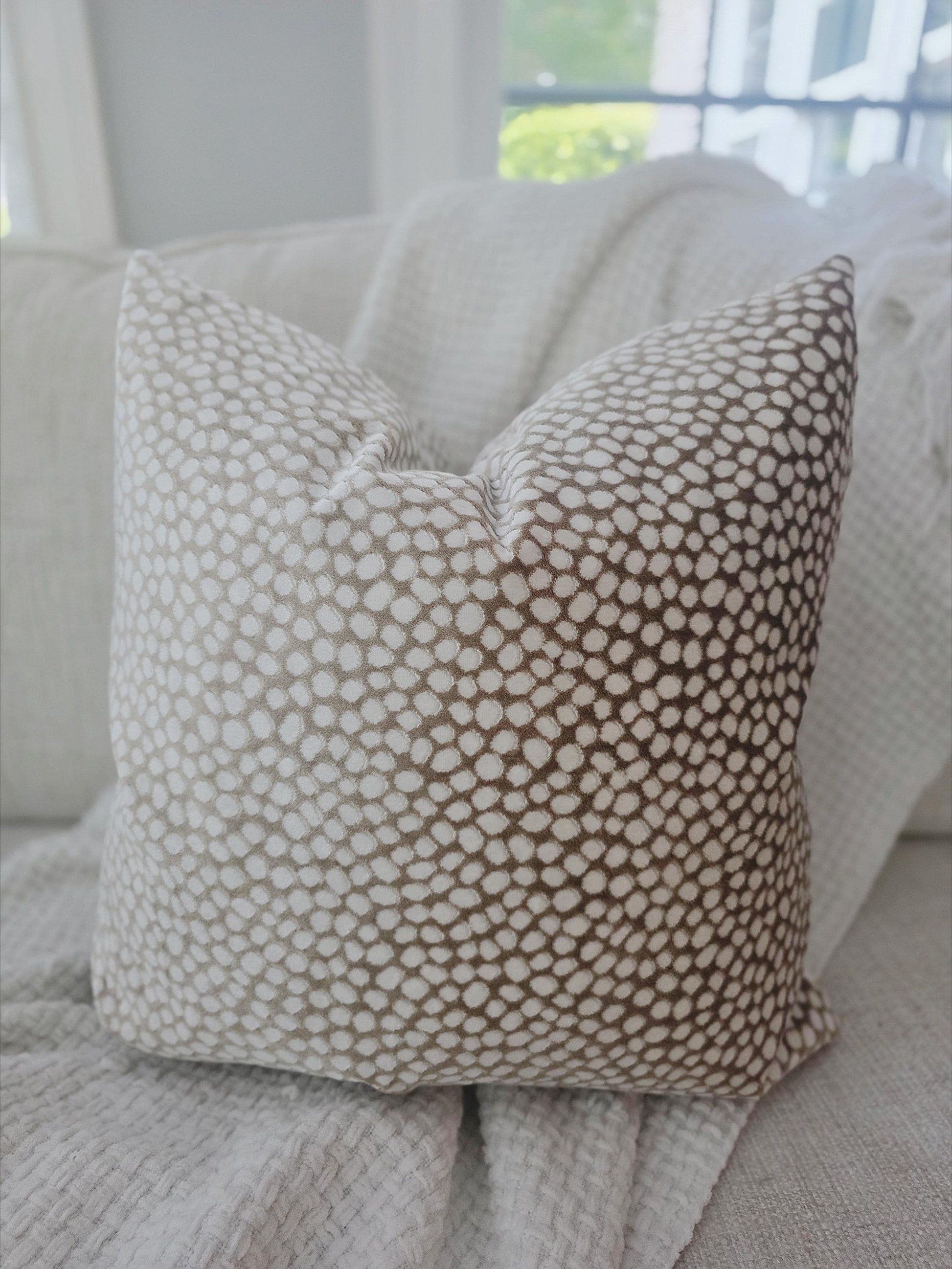 Cream Animal Print Dot Pillow Cover