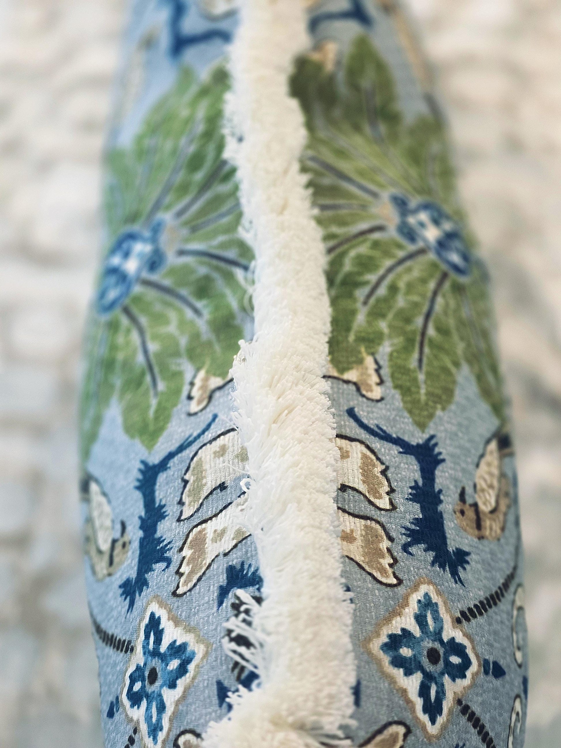 Blue Happy Jaguar Chinoiserie Pillow Cover