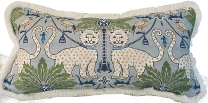 Blue Happy Jaguar Chinoiserie Pillow Cover