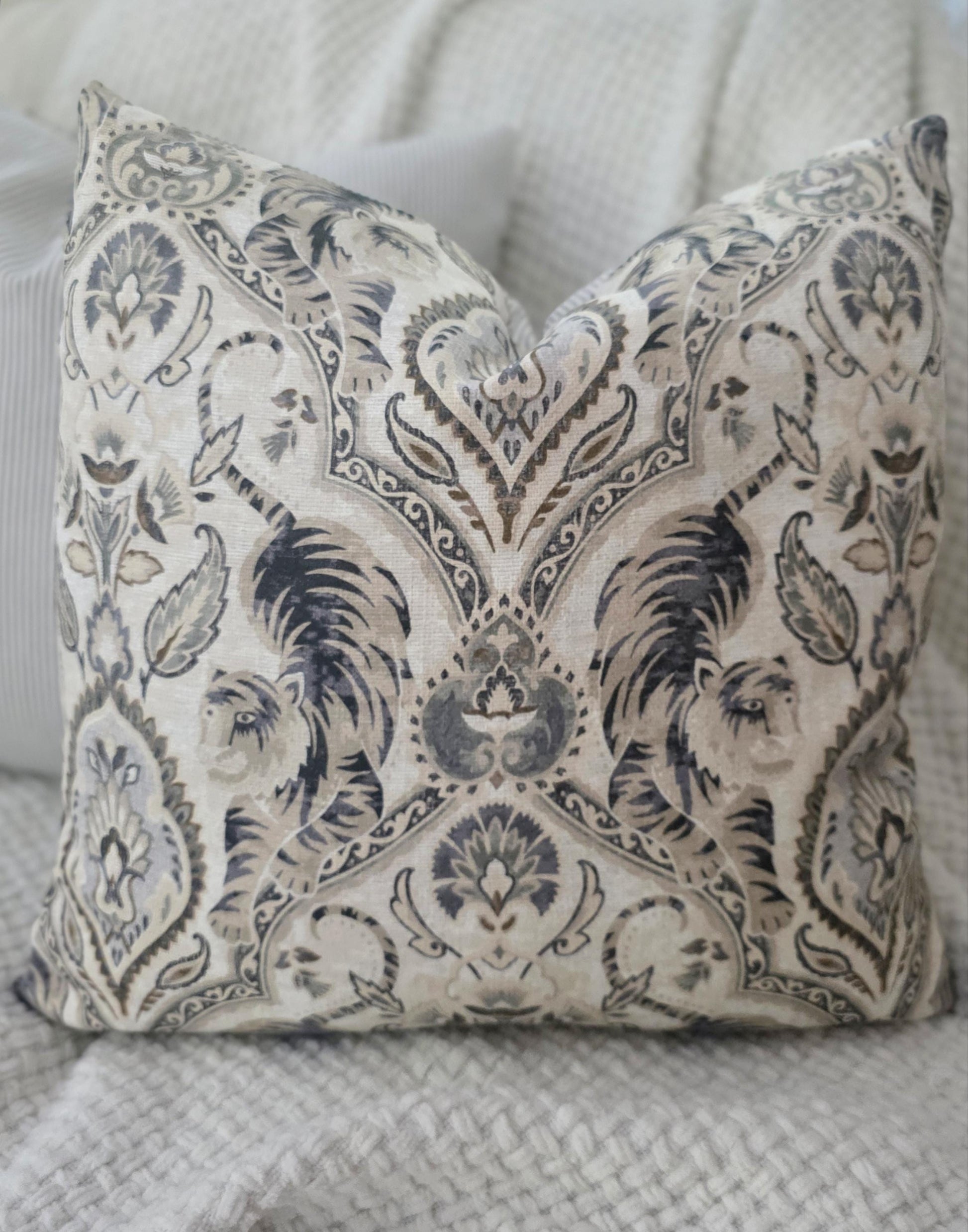 Twin Tigers Hemp and Grey Pillow Cover