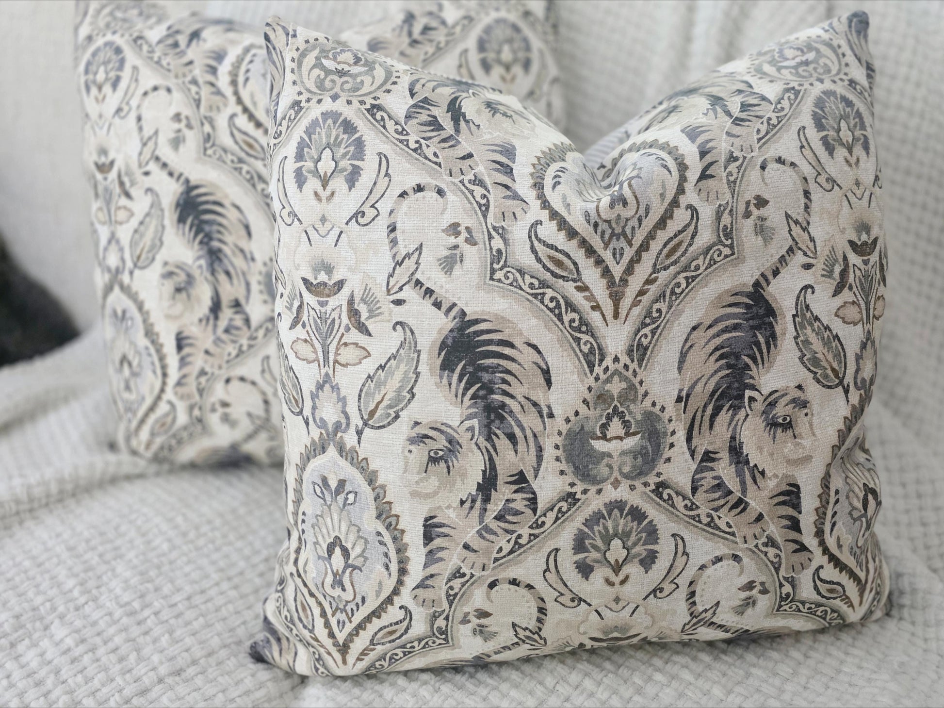 Twin Tigers Hemp and Grey Pillow Cover