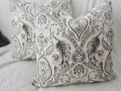 Twin Tigers Hemp and Grey Pillow Cover