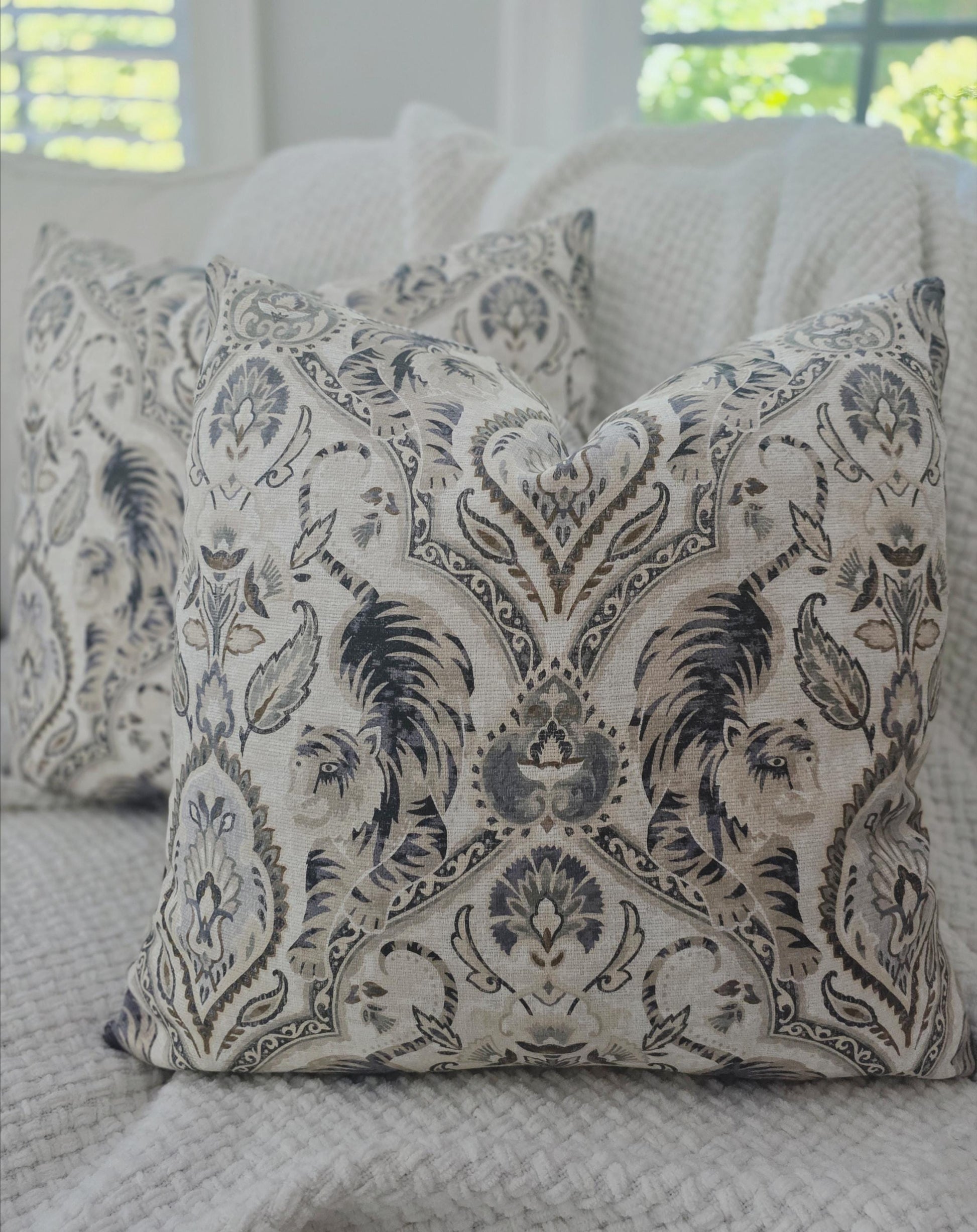 Twin Tigers Hemp and Grey Pillow Cover
