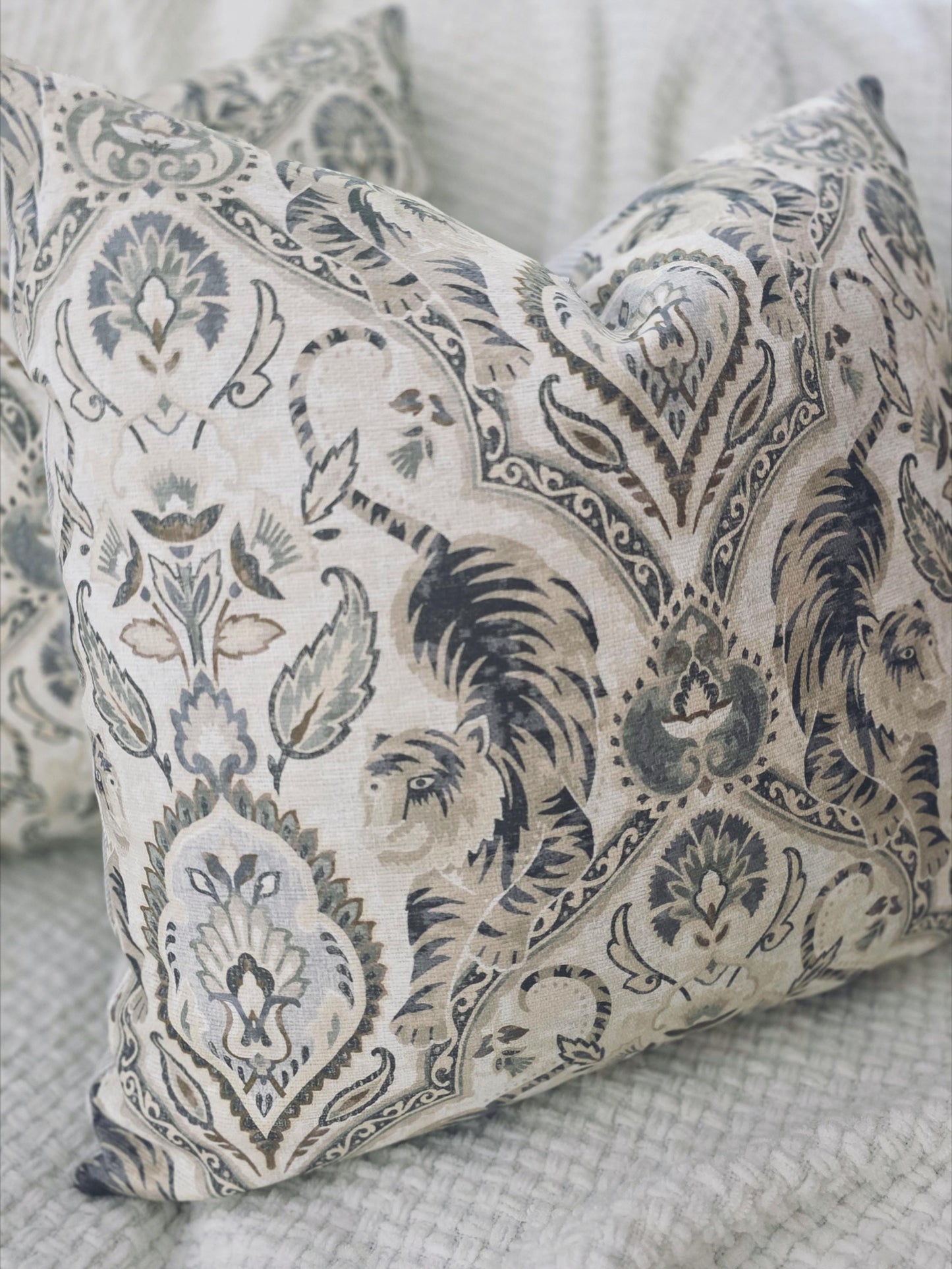 Twin Tigers Hemp and Grey Pillow Cover
