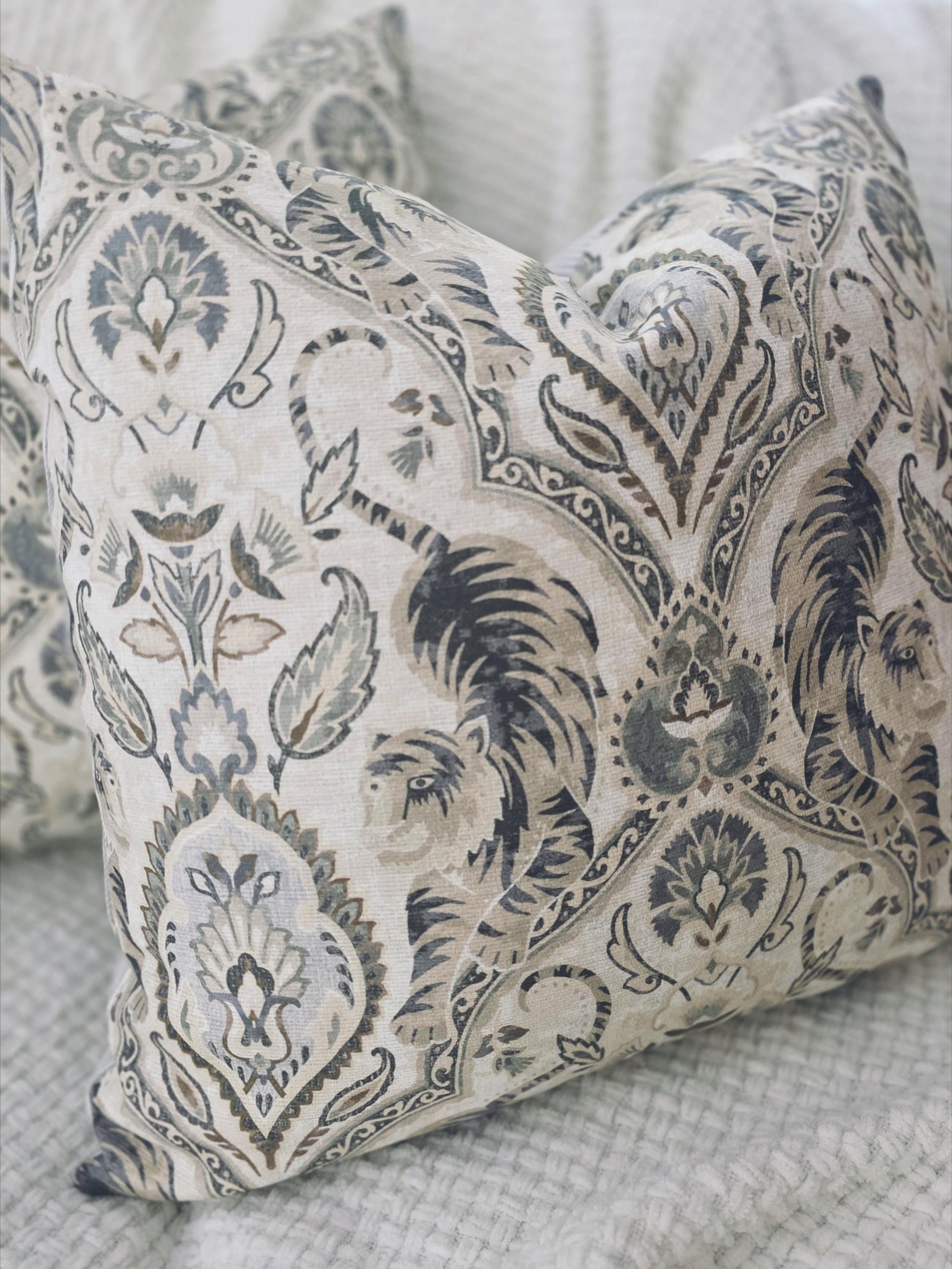 Twin Tigers Hemp and Grey Pillow Cover