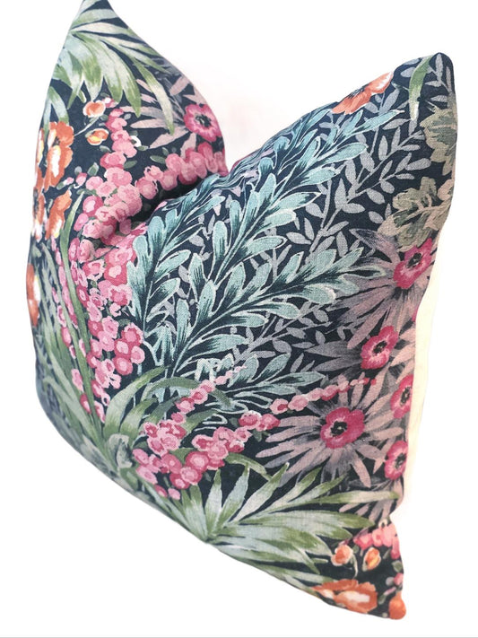 Cosenza Forest Pink and Green Floral Pillow Cover