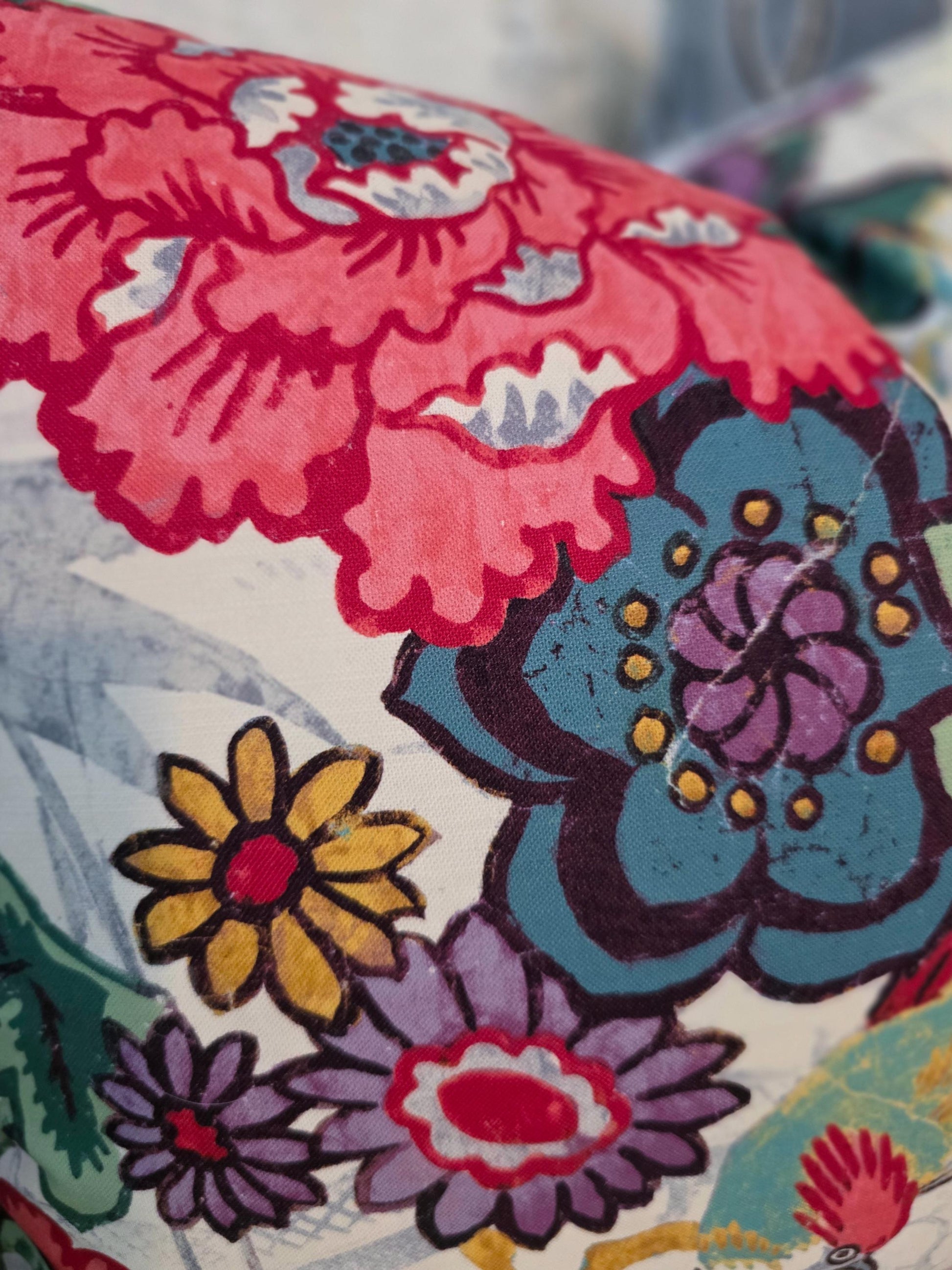 Bright Floral Hibiscus and Bird Pillow Cover
