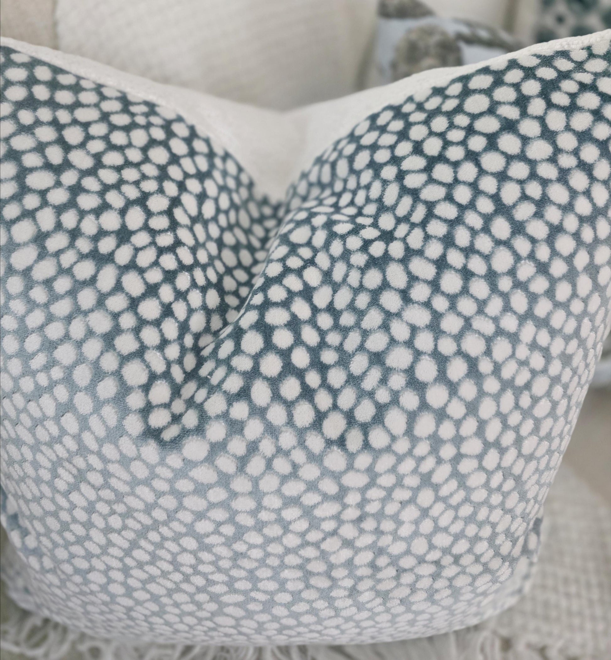 Torrey Sky Blue Animal Print Dot Pillow Cover