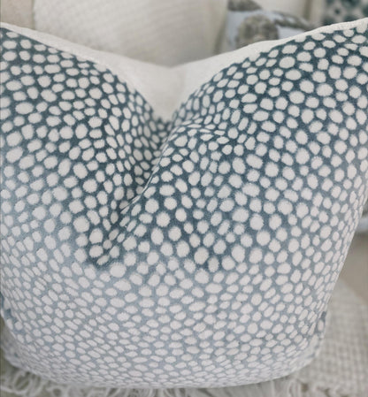Torrey Sky Blue Animal Print Dot Pillow Cover