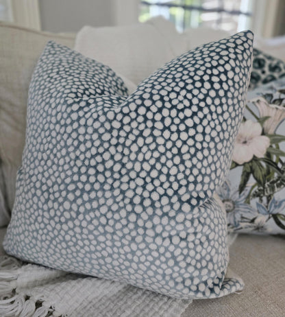 Torrey Sky Blue Animal Print Dot Pillow Cover