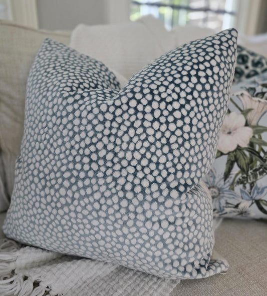 Torrey Sky Blue Animal Print Dot Pillow Cover