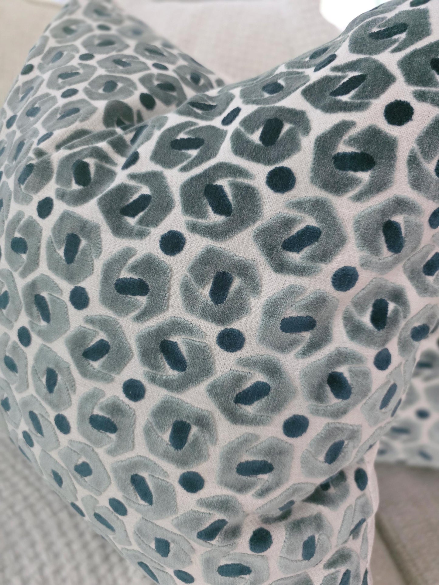 Blue Velvet Geometric Pillow Cover