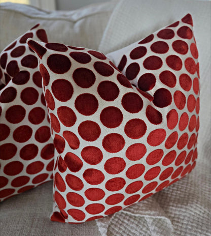 Red Dot Velvet Pillow Cover