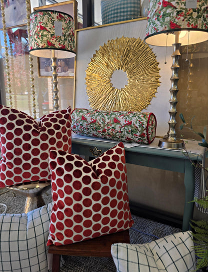 Red Dot Velvet Pillow Cover